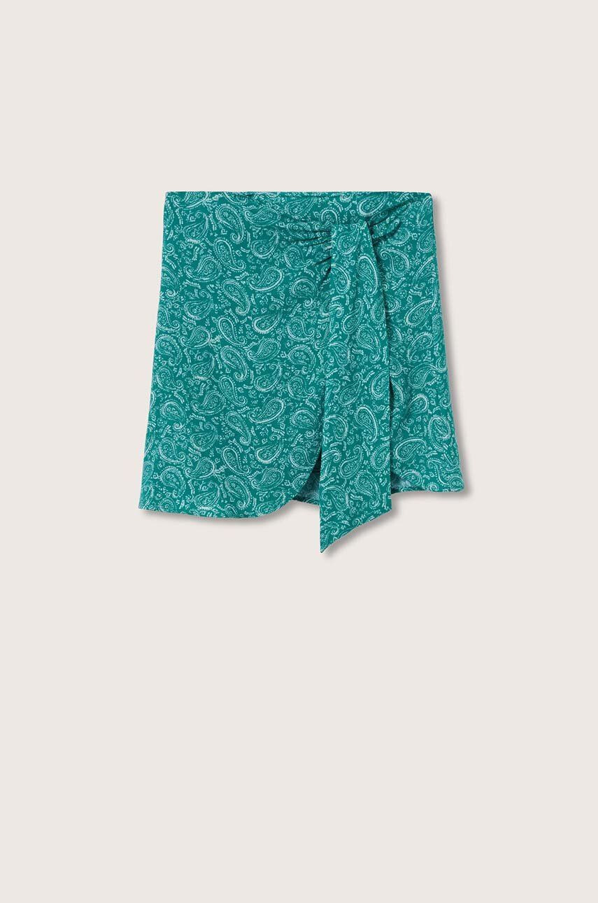 Mango Kids fusta fete Klein culoarea verde mini drept - Pled.ro