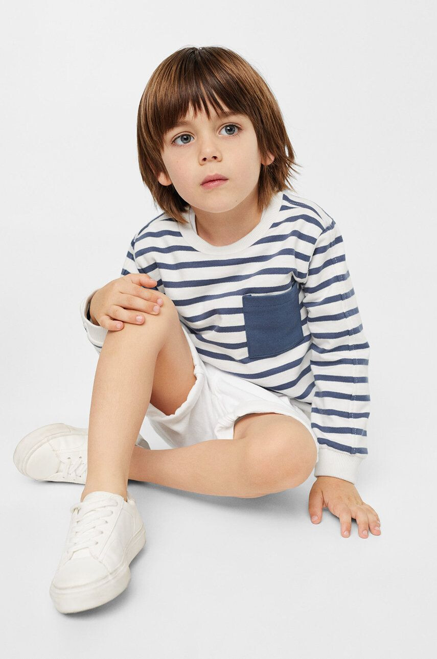 Mango Kids hanorac de bumbac pentru copii Rayas3 culoarea alb modelator - Pled.ro