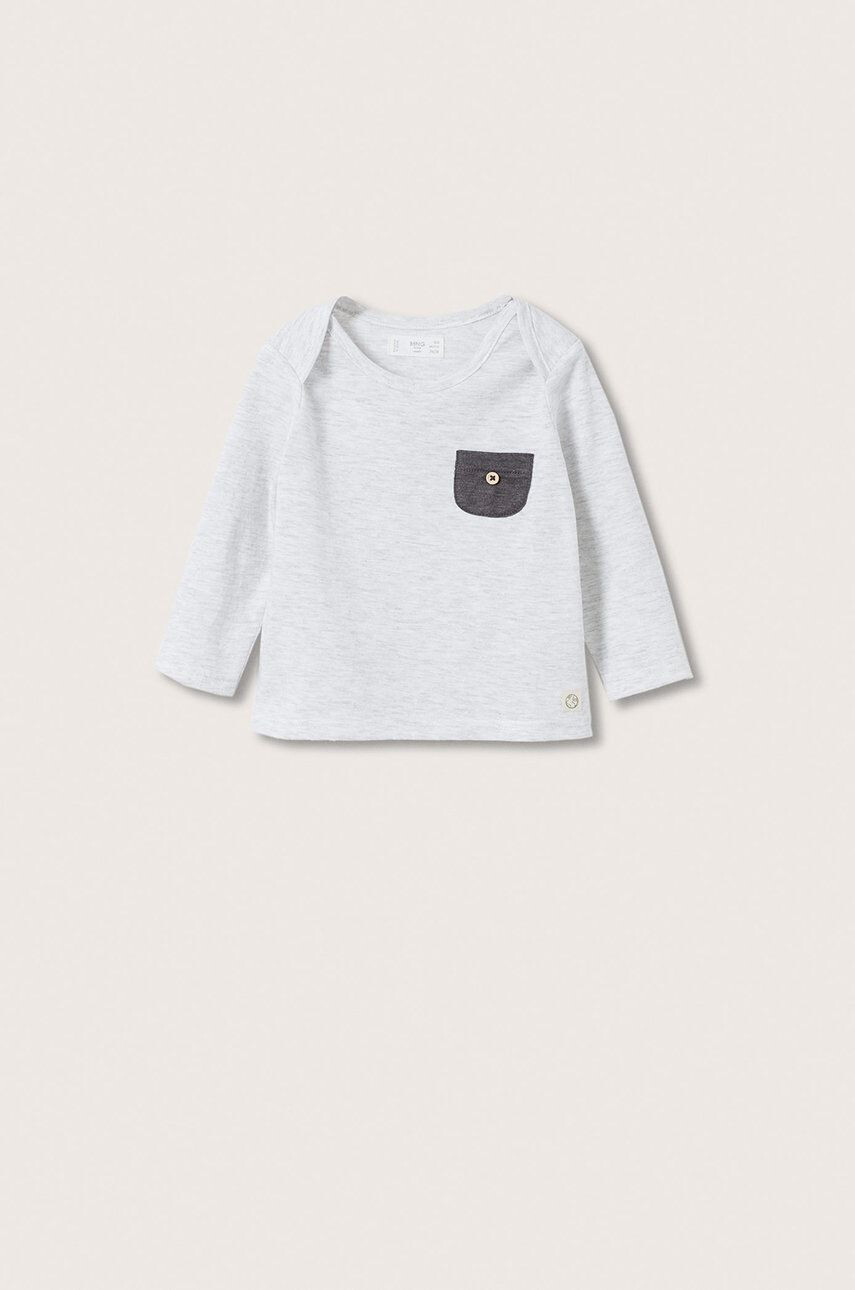 Mango Kids longsleeve copii culoarea gri neted - Pled.ro