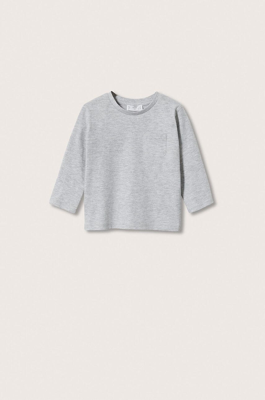 Mango Kids longsleeve copii Marcos culoarea gri melanj - Pled.ro