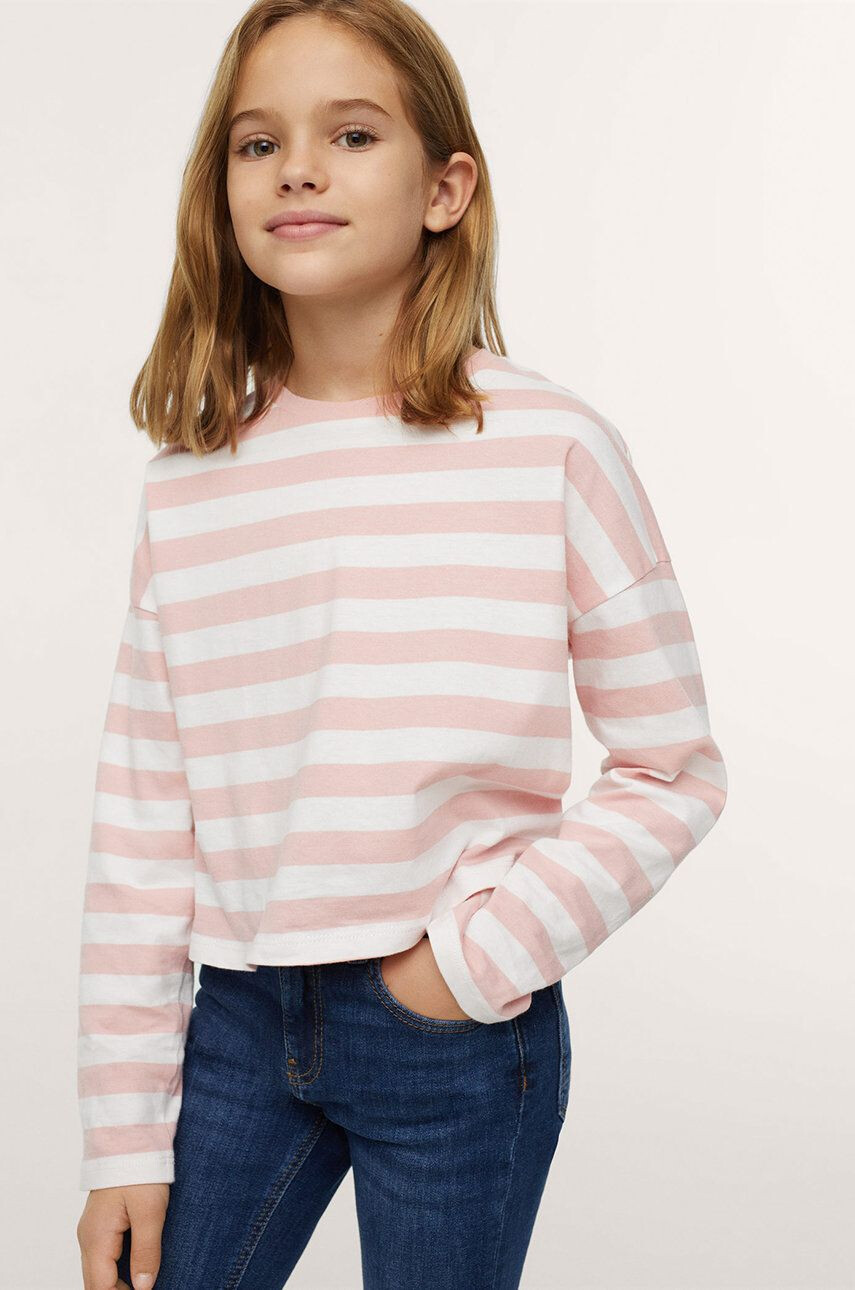 Mango Kids longsleeve din bumbac pentru copii culoarea roz - Pled.ro