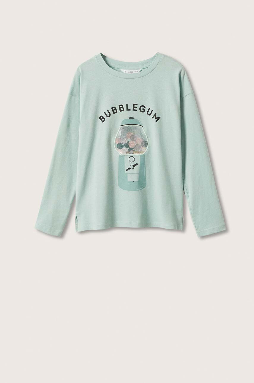 Mango Kids longsleeve din bumbac pentru copii culoarea verde - Pled.ro