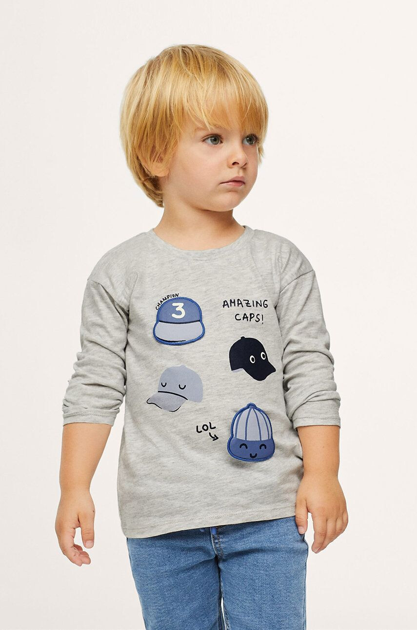 Mango Kids Longsleeve din bumbac pentru copii Caps - Pled.ro