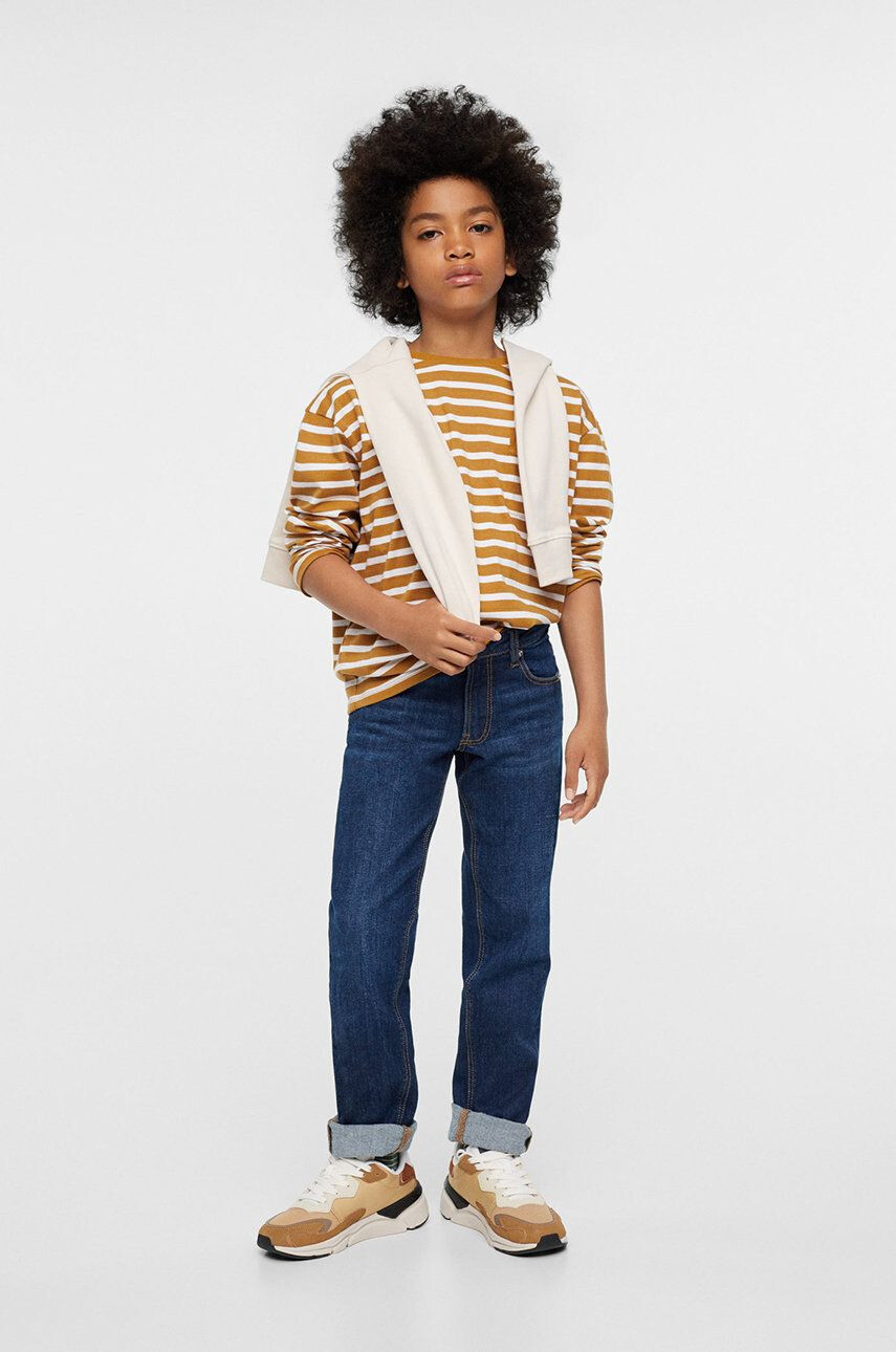 Mango Kids longsleeve din bumbac pentru copii Charles culoarea portocaliu modelator - Pled.ro