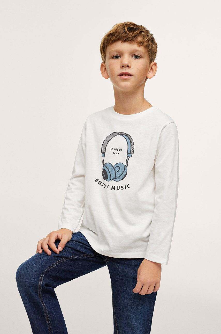 Mango Kids Longsleeve din bumbac pentru copii Enjoy - Pled.ro