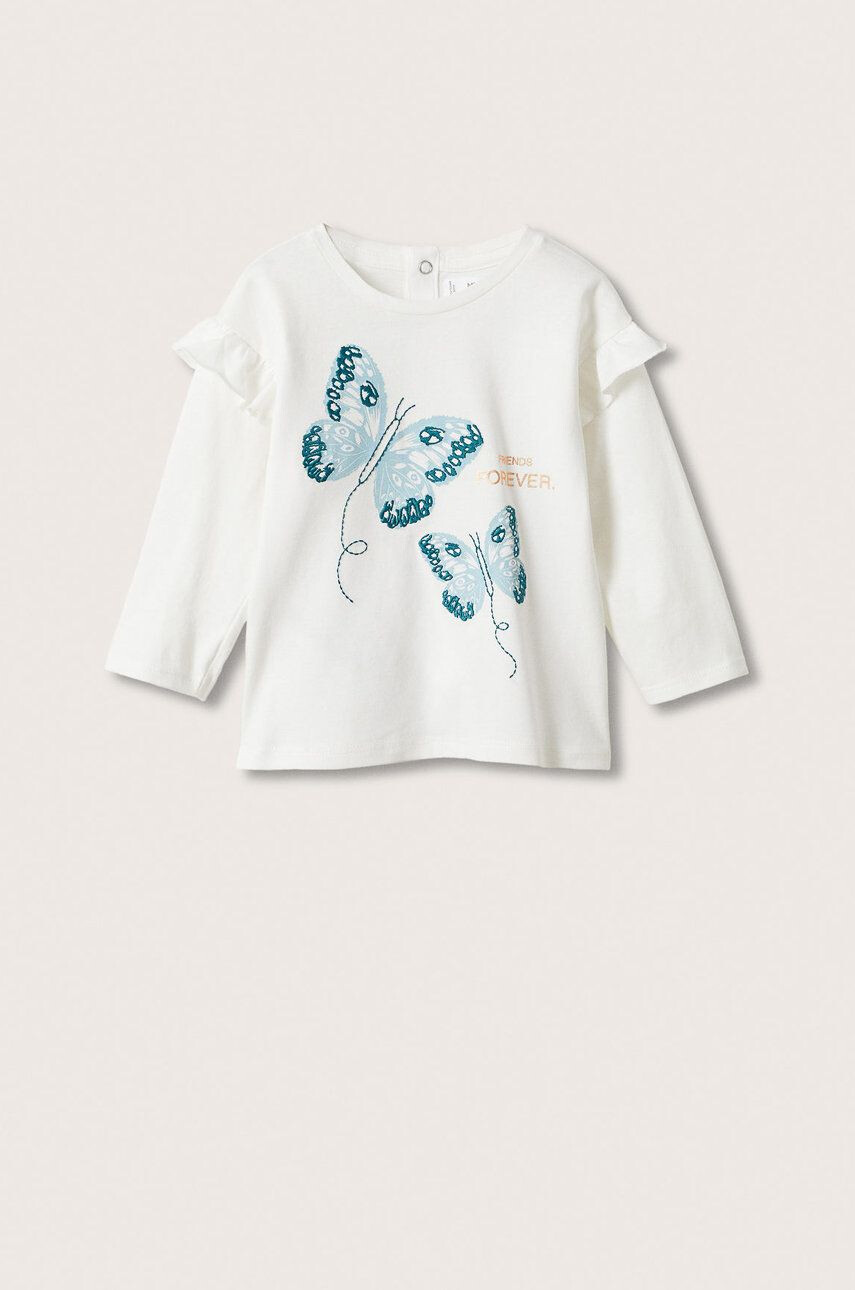 Mango Kids Longsleeve din bumbac pentru copii Forever culoarea alb - Pled.ro