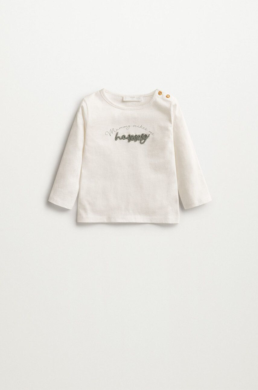 Mango Kids Longsleeve din bumbac pentru copii Happy - Pled.ro