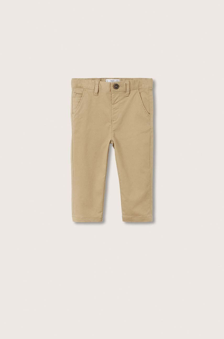 Mango Kids pantaloni copii culoarea maro neted - Pled.ro