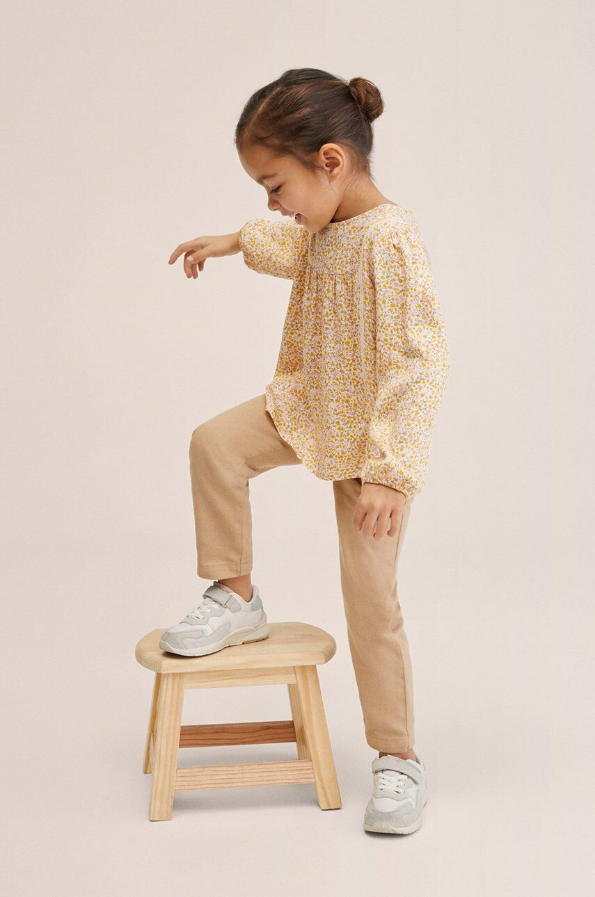 Mango Kids pantaloni copii Gabi culoarea maro neted - Pled.ro