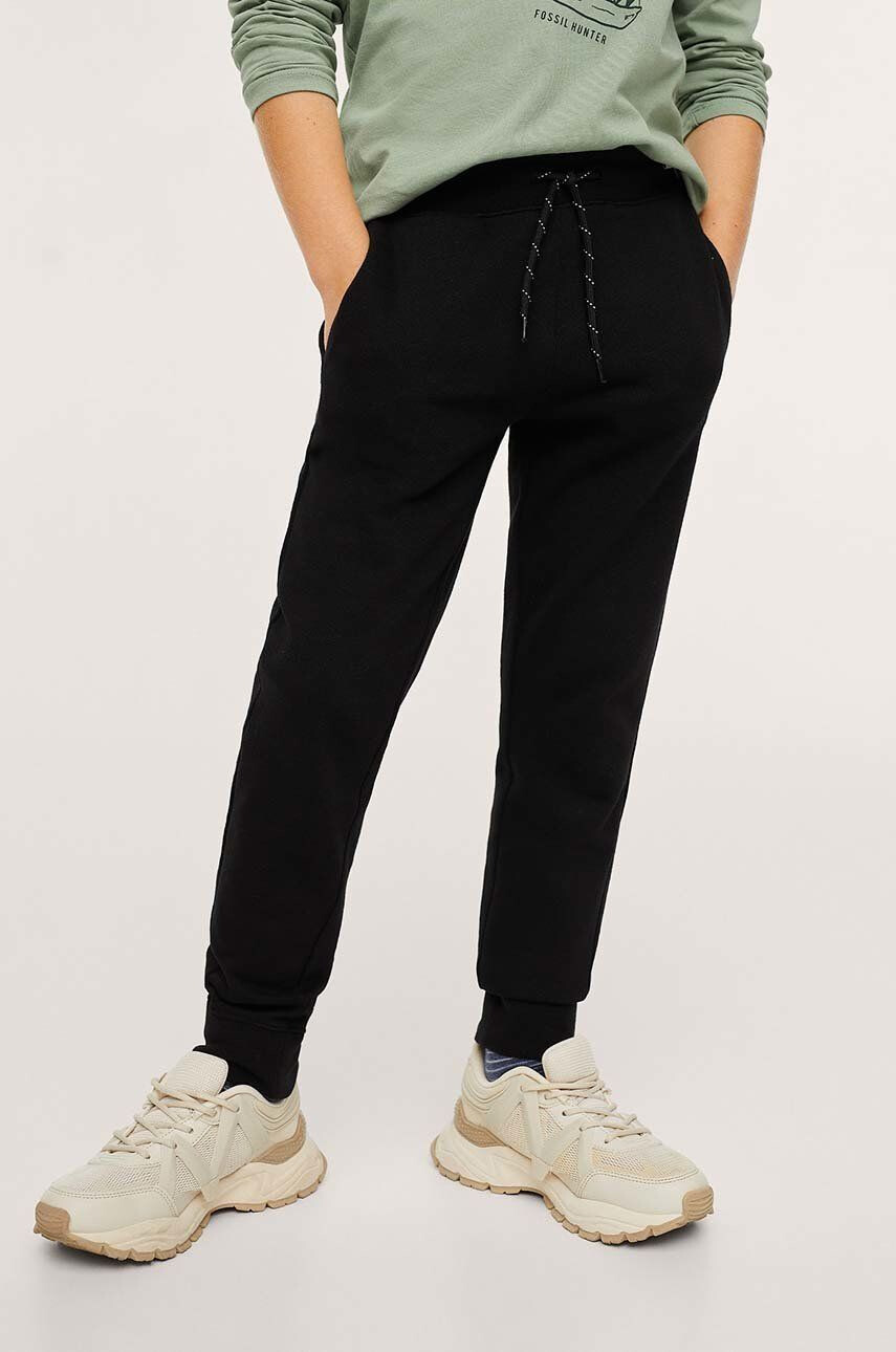 Mango Kids pantaloni de bumbac pentru copii culoarea negru - Pled.ro