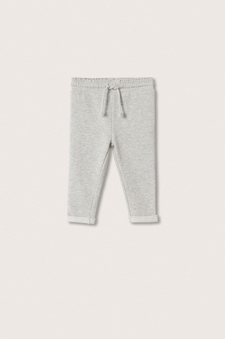 Mango Kids Pantaloni de bumbac pentru copii Viena culoarea gri material neted - Pled.ro