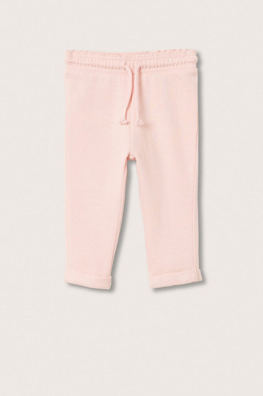 Mango Kids Pantaloni de bumbac pentru copii Viena culoarea roz material neted - Pled.ro