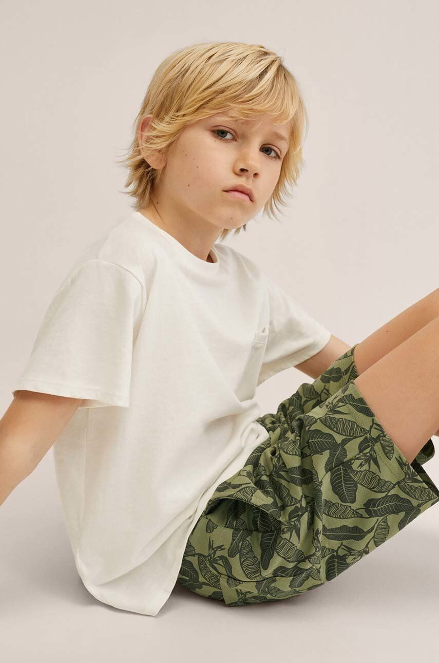 Mango Kids pantaloni scurți din bumbac pentru copii Port culoarea maro modelator - Pled.ro