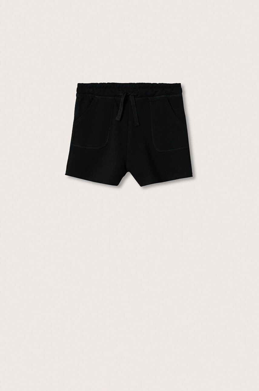 Mango Kids pantaloni scurti copii Lea2 culoarea negru neted - Pled.ro