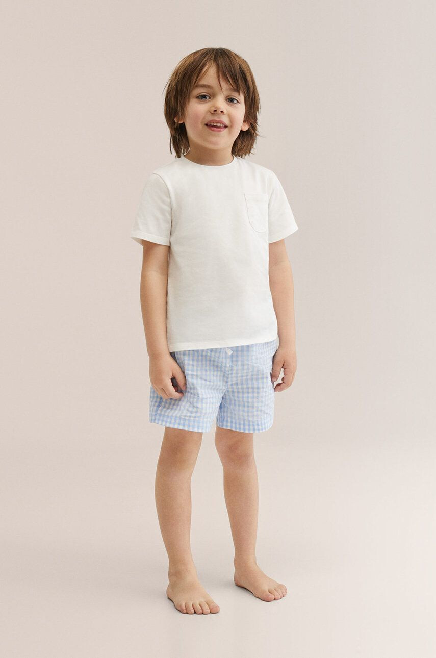 Mango Kids pijamale de bumbac pentru copii Dean culoarea alb modelator - Pled.ro