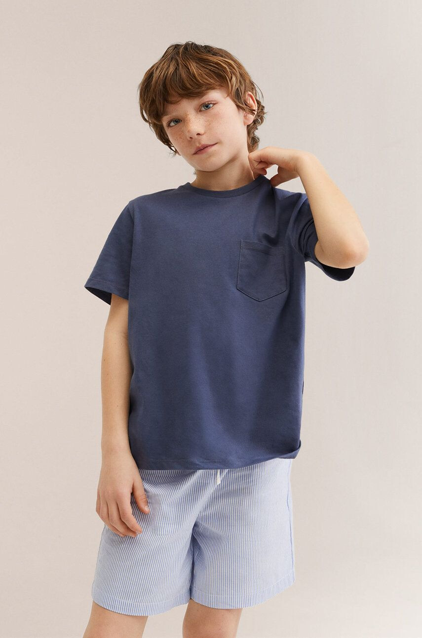 Mango Kids pijamale de bumbac pentru copii Raul culoarea albastru marin modelator - Pled.ro