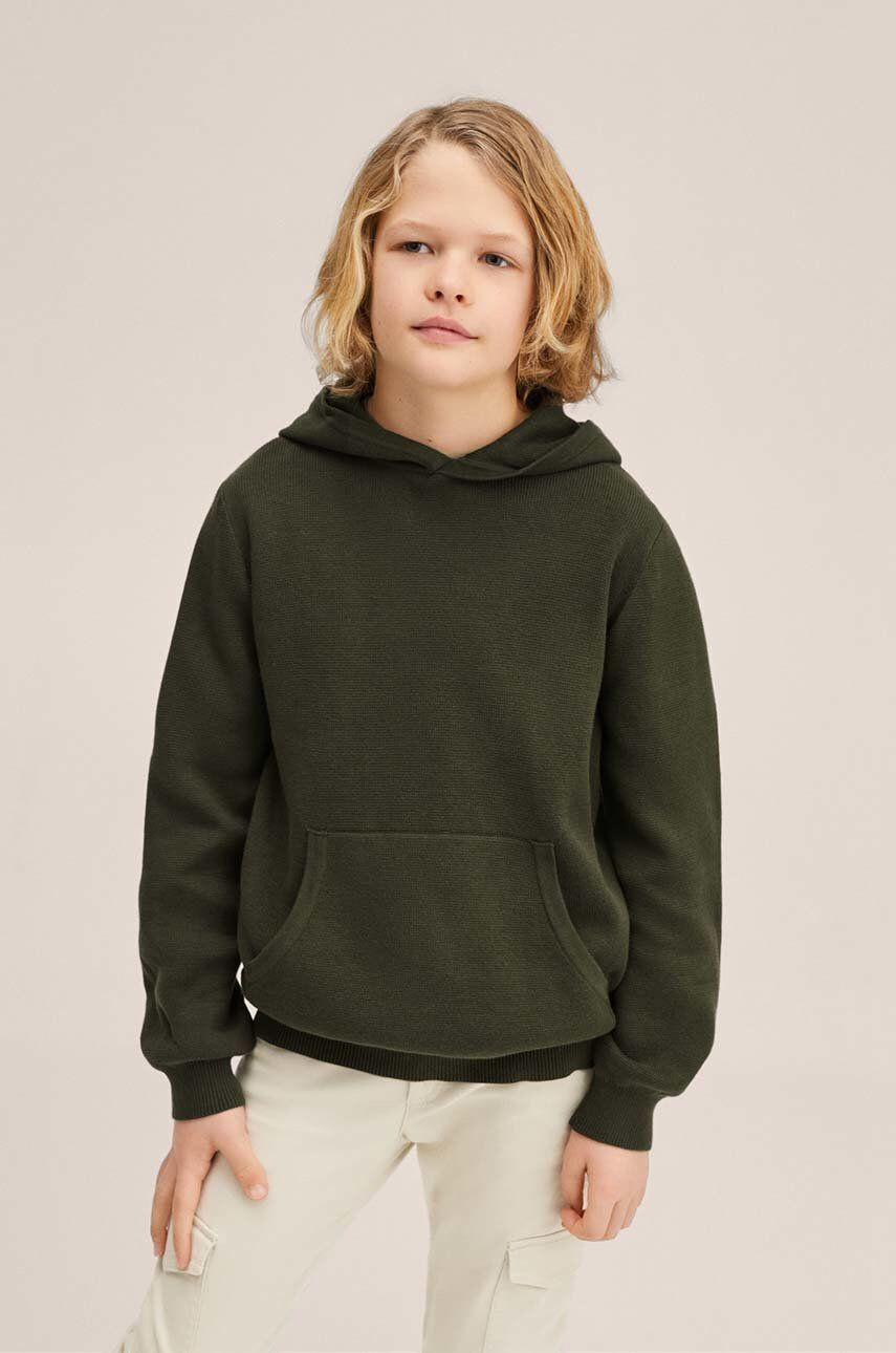 Mango Kids pulover de bumbac pentru copii culoarea verde - Pled.ro