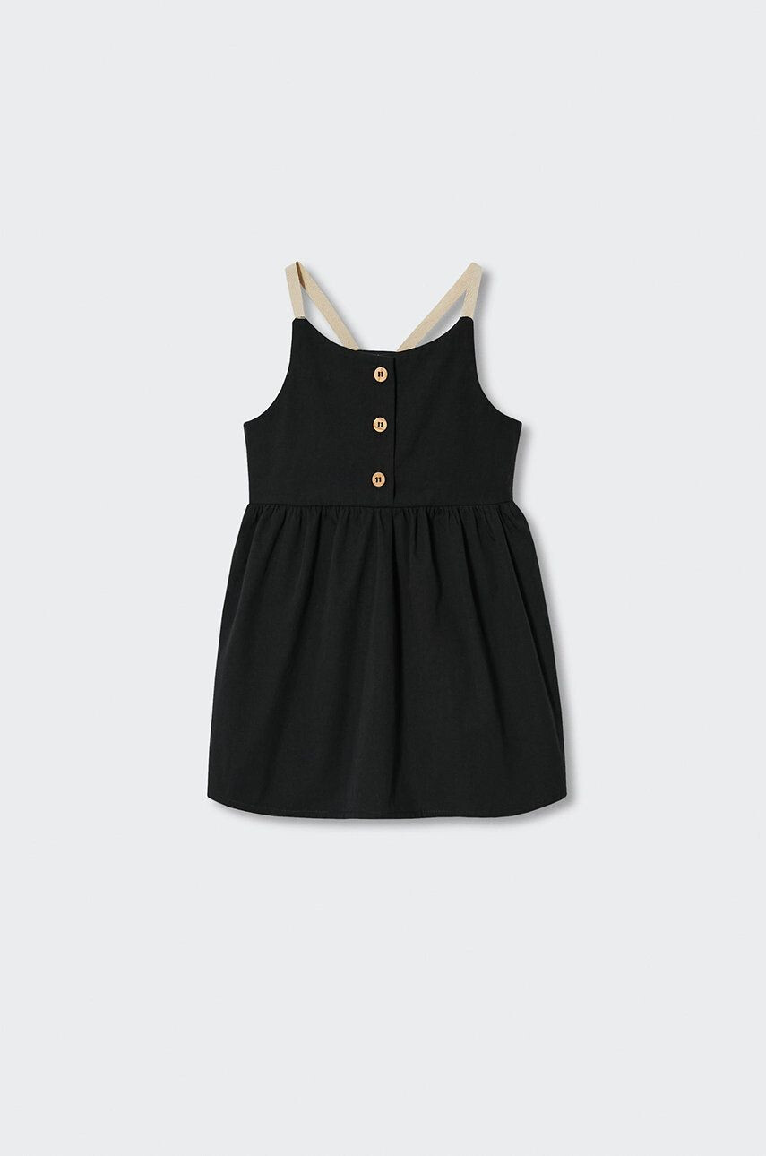 Mango Kids rochie din bumbac pentru copii Nero culoarea negru mini evazati - Pled.ro