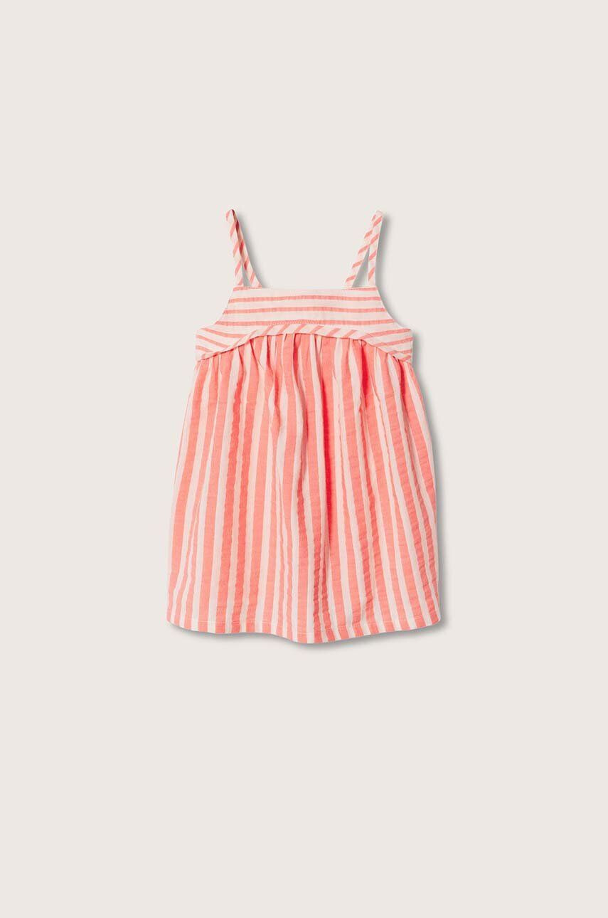 Mango Kids rochie fete Sol culoarea portocaliu mini drept - Pled.ro