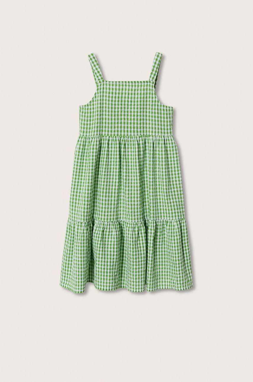 Mango Kids rochie fete Zebra culoarea verde mini drept - Pled.ro