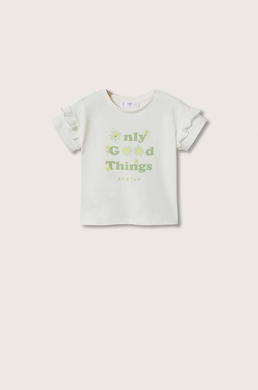 Mango Kids tricou de bumbac pentru copii Helen culoarea alb - Pled.ro