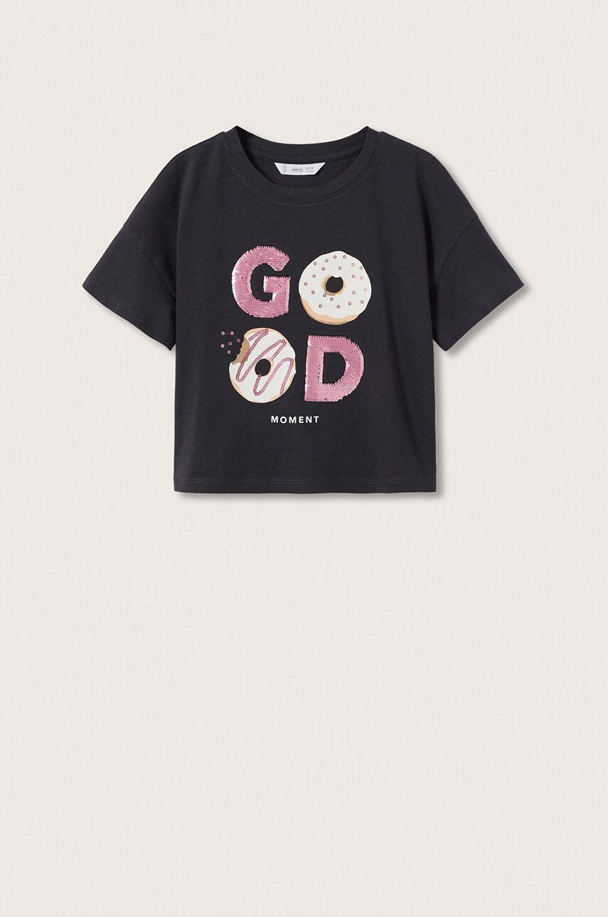 Mango Kids tricou de bumbac pentru copii Lolly culoarea gri - Pled.ro