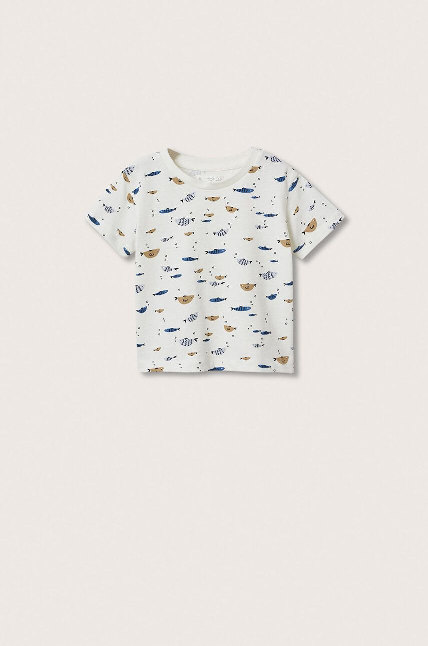 Mango Kids tricou de bumbac pentru copii Marino culoarea alb modelator - Pled.ro