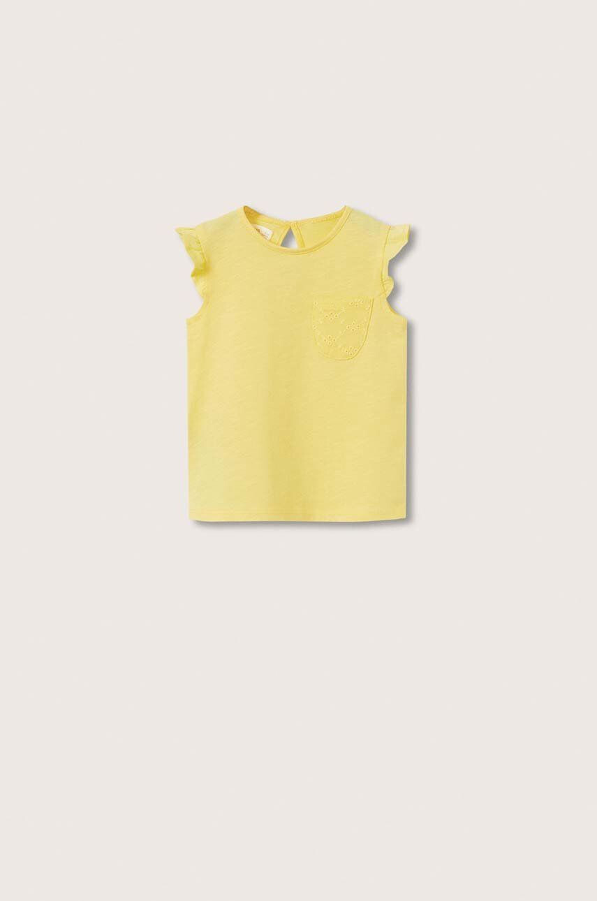 Mango Kids tricou de bumbac pentru copii Sol culoarea galben - Pled.ro