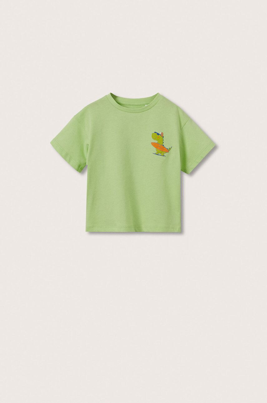 Mango Kids tricou de bumbac pentru copii Tortuga culoarea verde cu imprimeu - Pled.ro