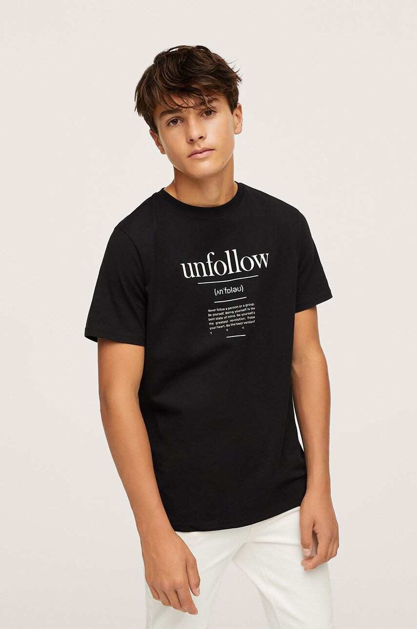 Mango Kids Tricou de bumbac pentru copii Unfollow - Pled.ro