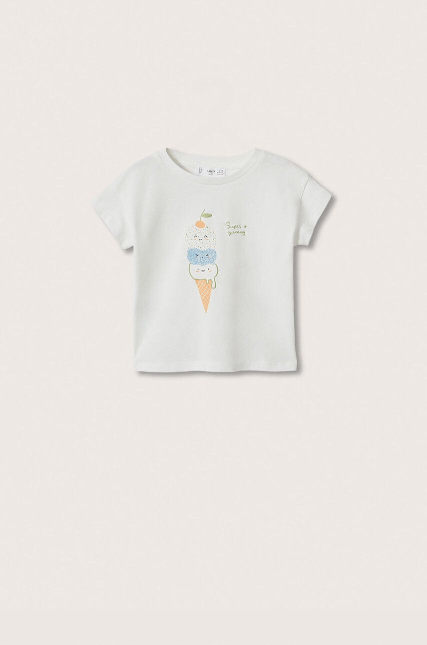 Mango Kids tricou de bumbac pentru copii Yummy culoarea alb - Pled.ro