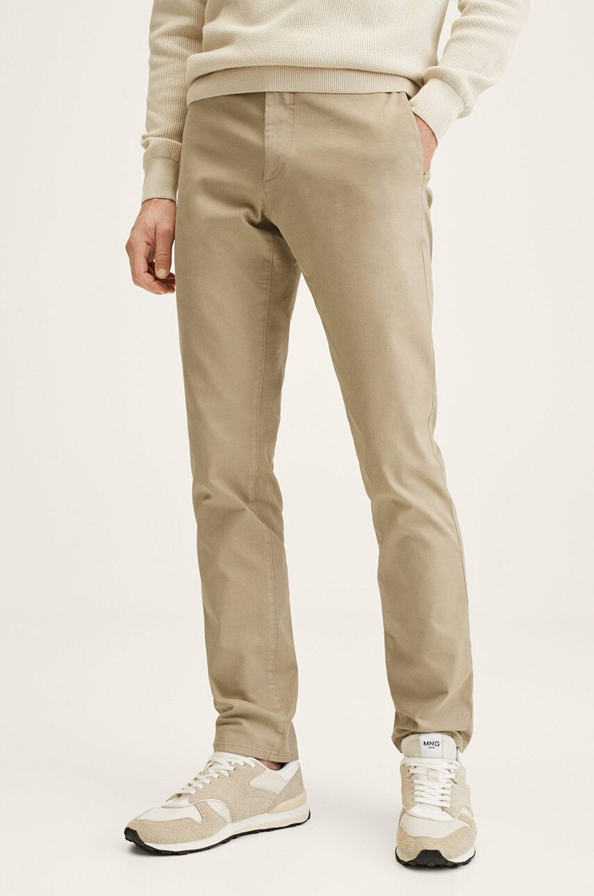 Mango Man pantaloni barbati culoarea bej cu fason chinos - Pled.ro