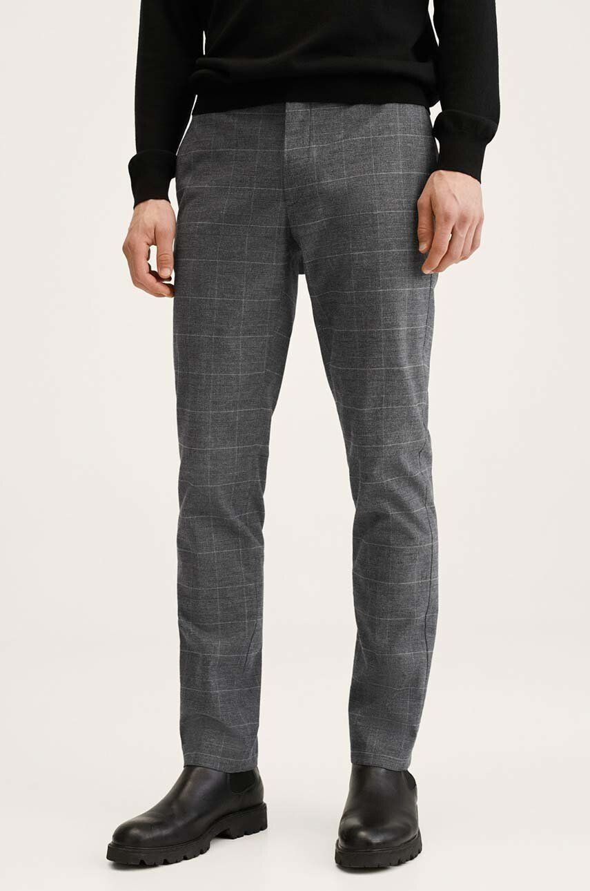 Mango Man pantaloni barbati culoarea gri mulata - Pled.ro