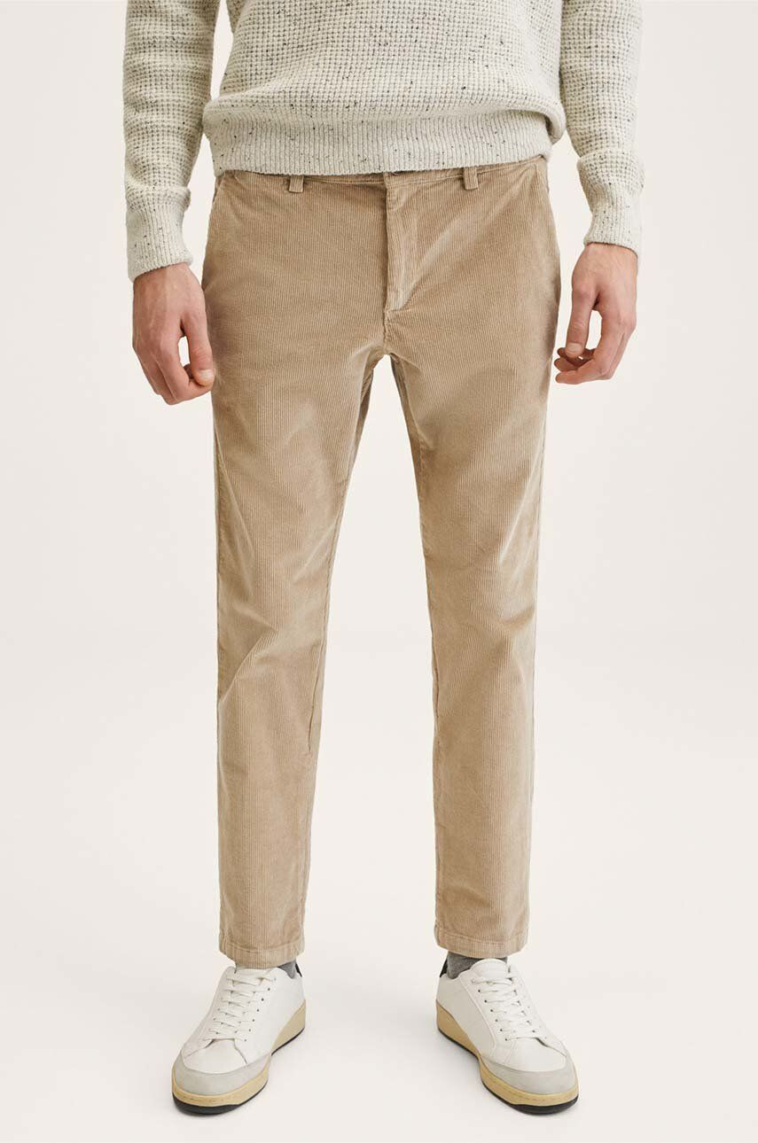 Mango Man pantaloni barbati culoarea bej drept - Pled.ro