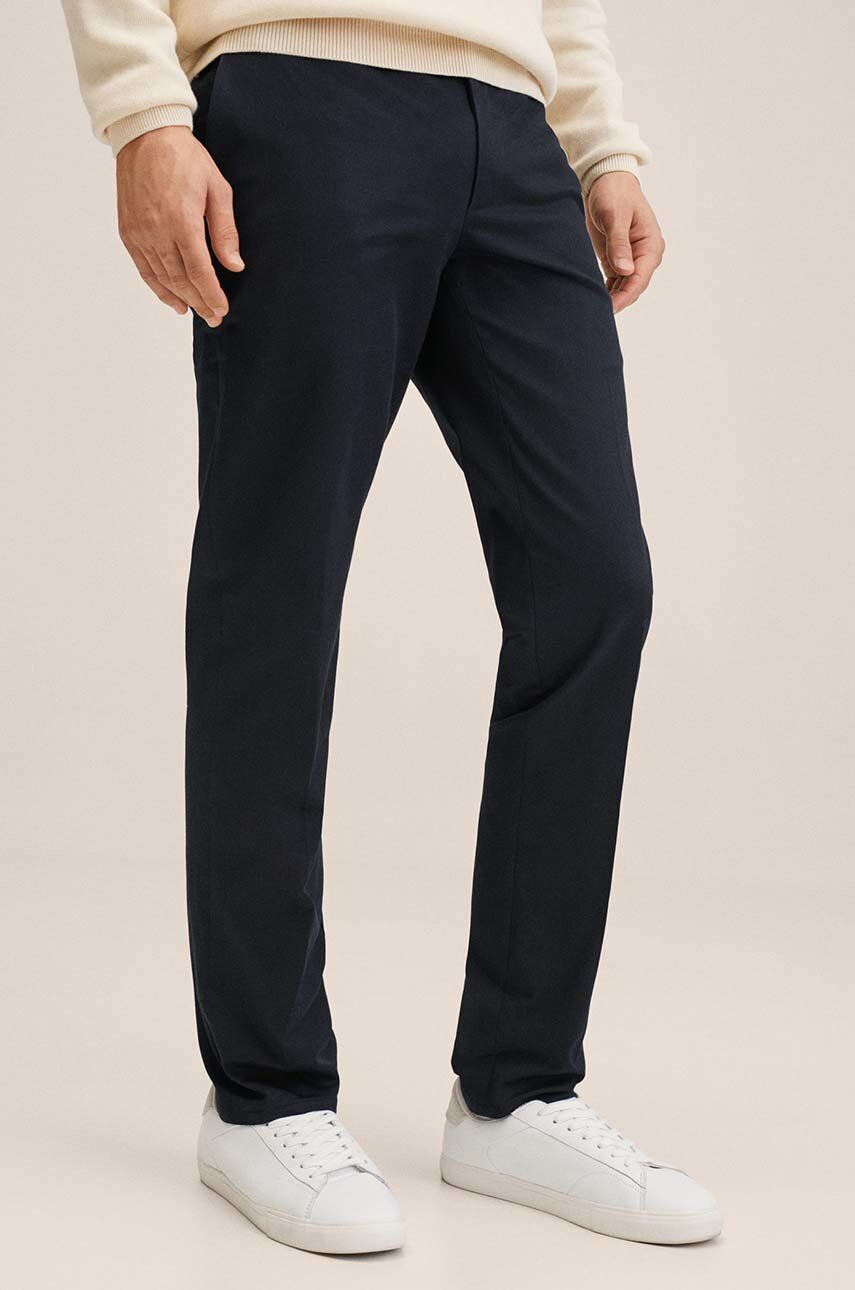 Mango Man pantaloni barbati culoarea albastru marin cu fason chinos - Pled.ro