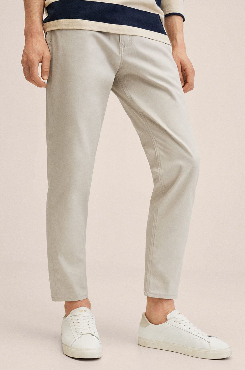 Mango Man pantaloni Ter barbati culoarea bej drept - Pled.ro