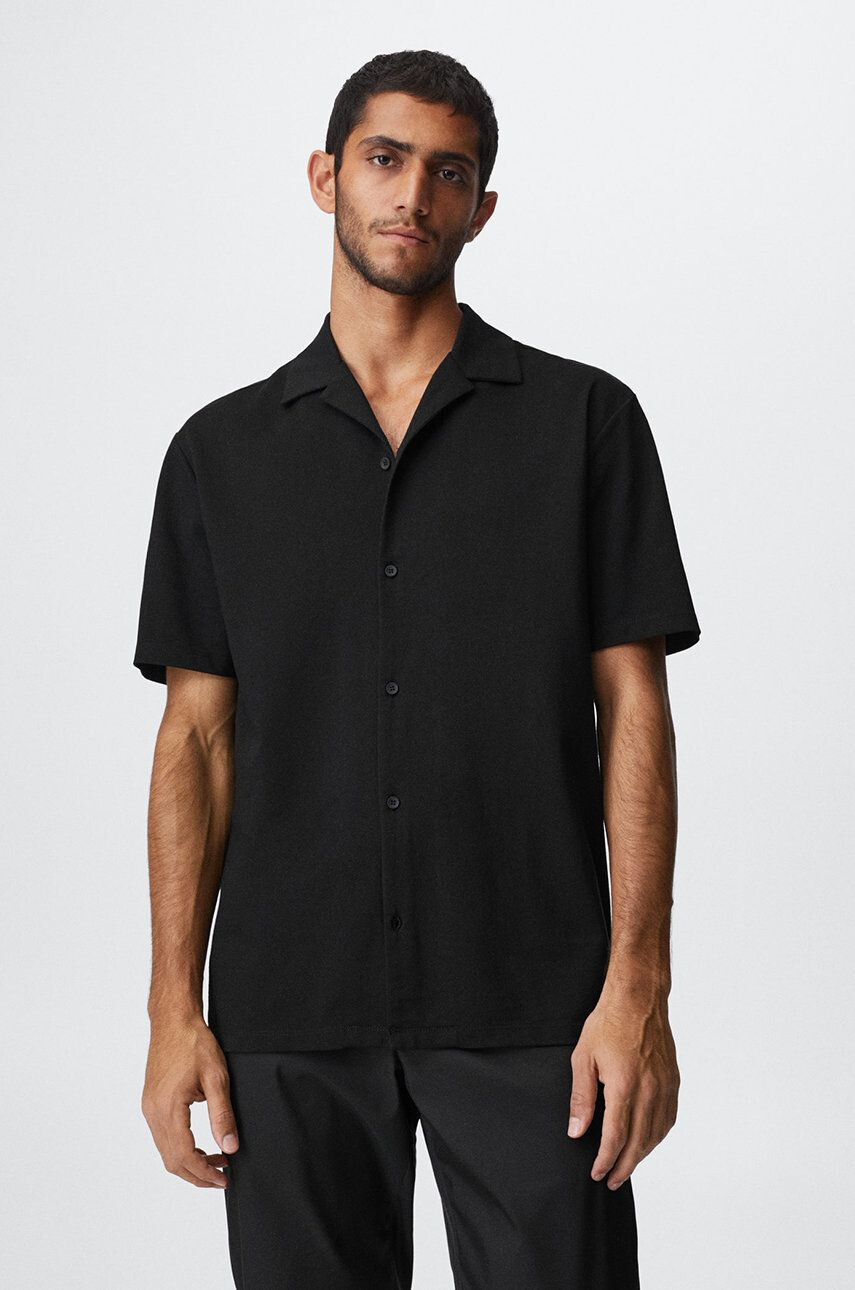 Mango Man tricou polo Bonheur barbati culoarea negru neted - Pled.ro