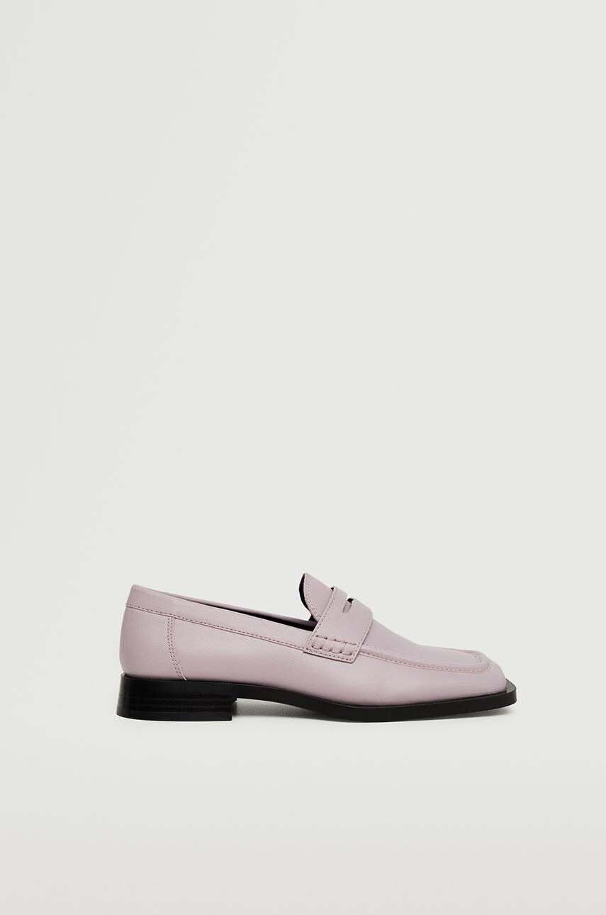 Mango mocasini femei culoarea violet cu toc plat - Pled.ro