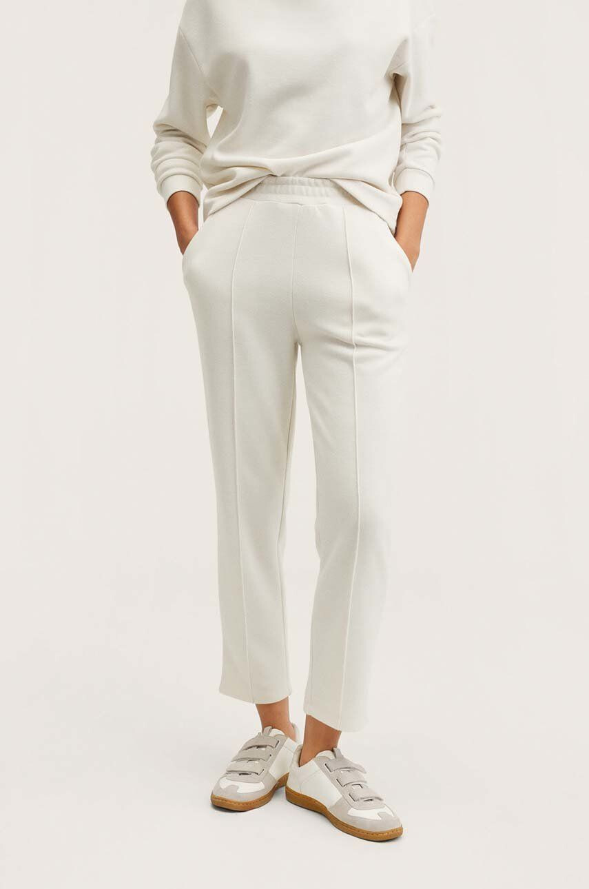 Mango pantaloni femei culoarea maro lat high waist - Pled.ro