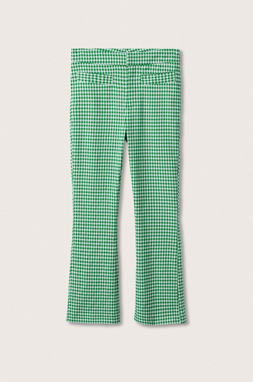 Mango pantaloni femei culoarea verde evazati medium waist - Pled.ro