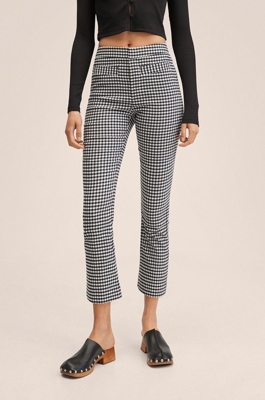 Mango pantaloni femei culoarea bej evazati medium waist - Pled.ro