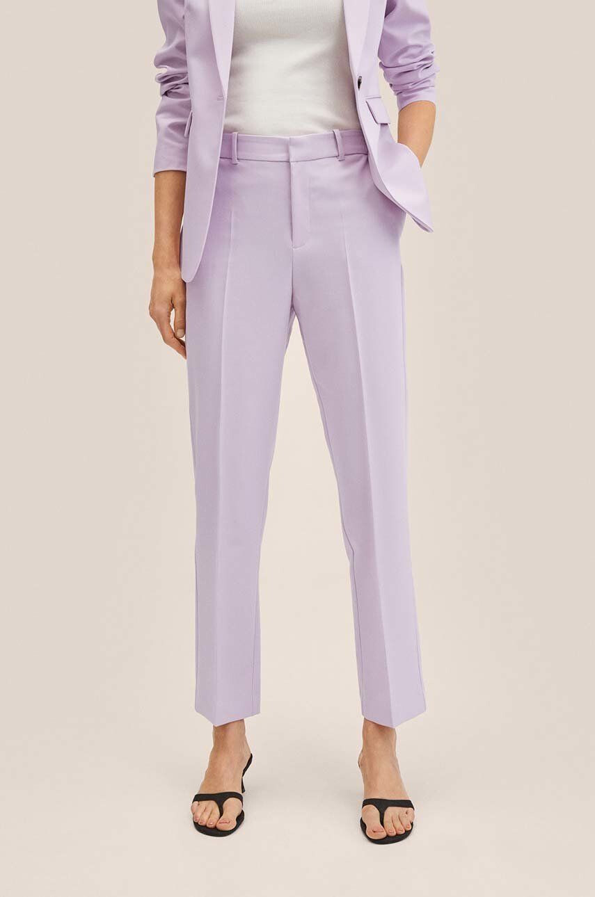 Mango pantaloni Boreal femei culoarea violet drept high waist - Pled.ro