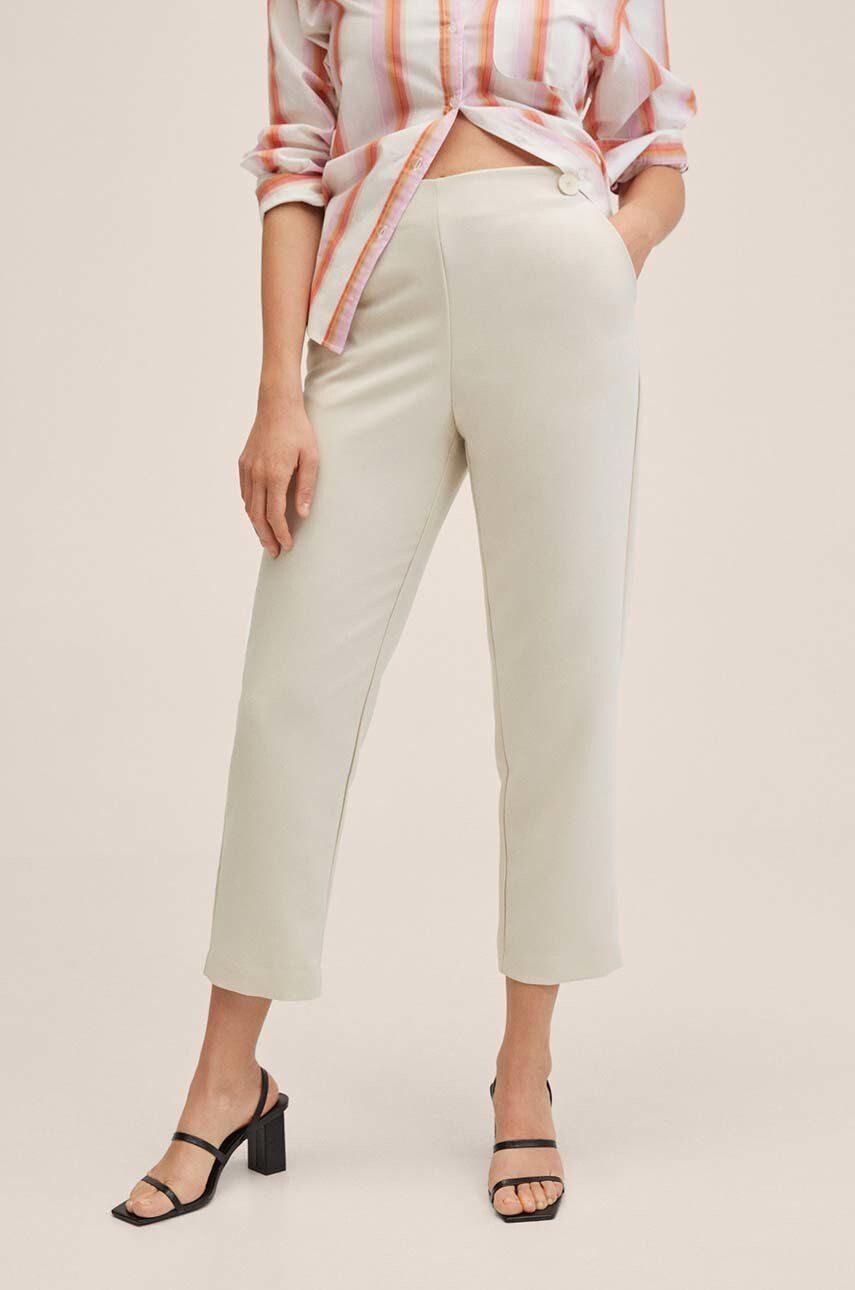 Mango pantaloni Dorito femei culoarea roz drept high waist - Pled.ro