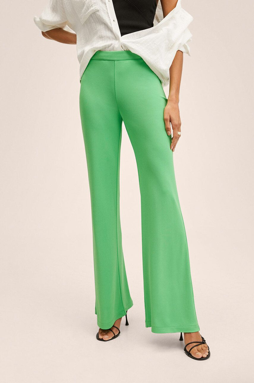 Mango pantaloni Nica2 femei culoarea verde lat high waist - Pled.ro