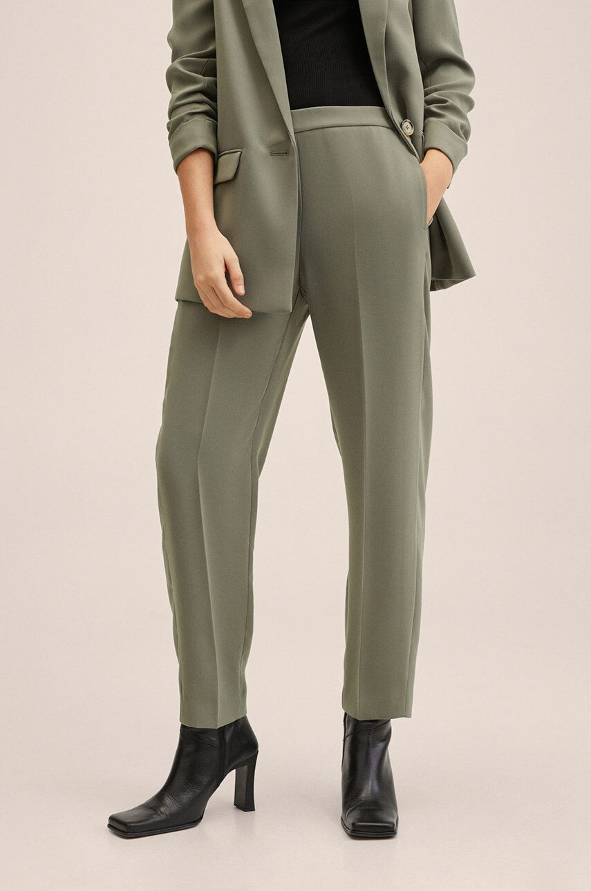 Mango pantaloni Semiflu femei culoarea verde drept high waist - Pled.ro