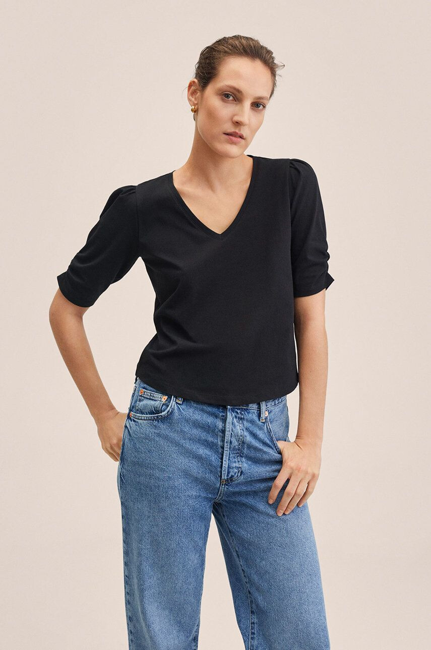 Mango tricou din bumbac Danae culoarea negru - Pled.ro