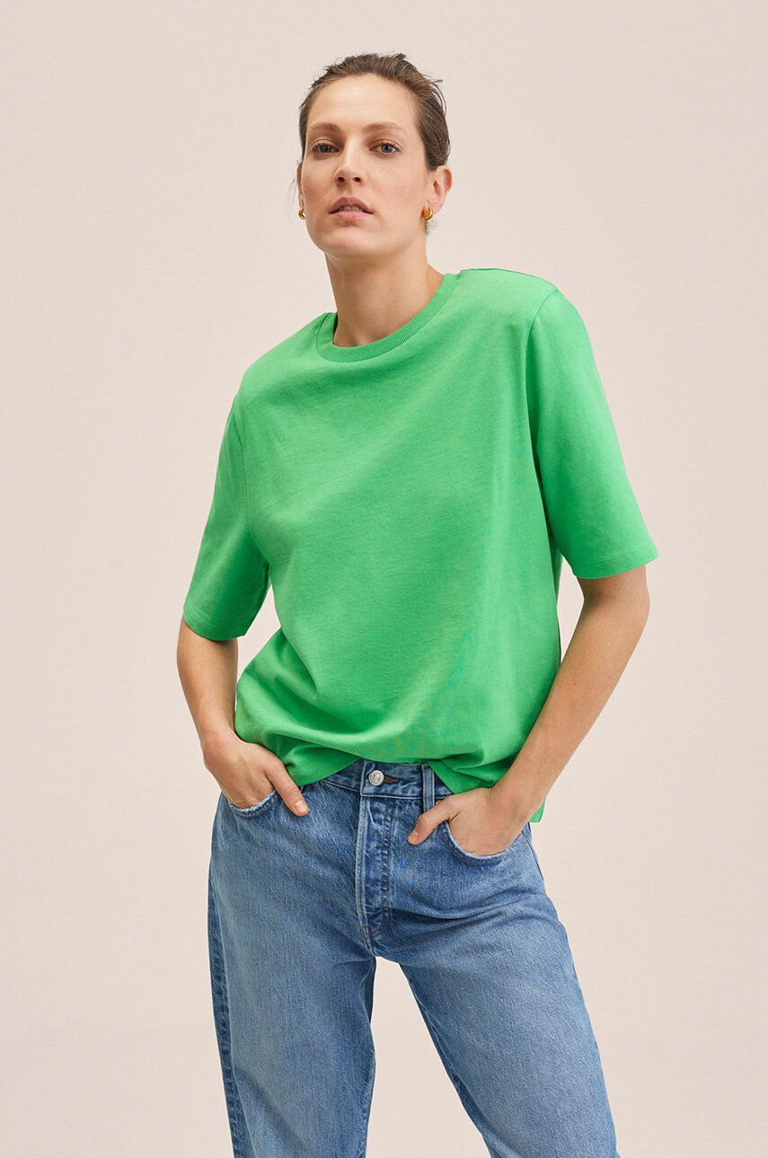 Mango tricou din bumbac Hombro culoarea verde - Pled.ro