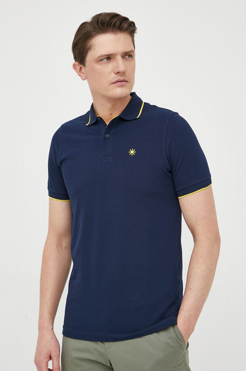 Manuel Ritz tricou polo barbati culoarea albastru marin cu imprimeu - Pled.ro