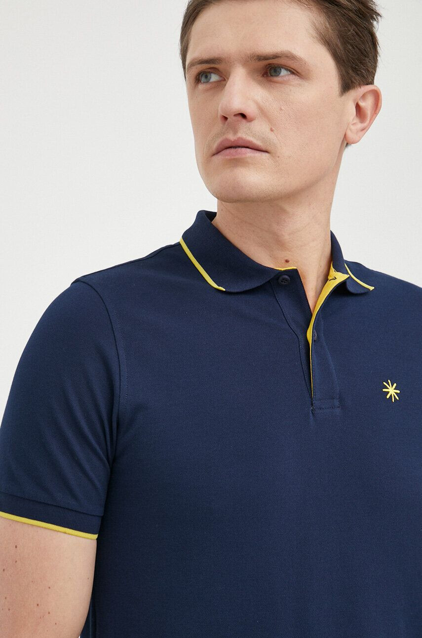 Manuel Ritz tricou polo barbati culoarea albastru marin cu imprimeu - Pled.ro