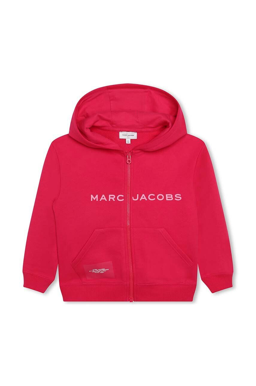 Marc Jacobs bluza copii culoarea rosu cu glugă cu imprimeu - Pled.ro